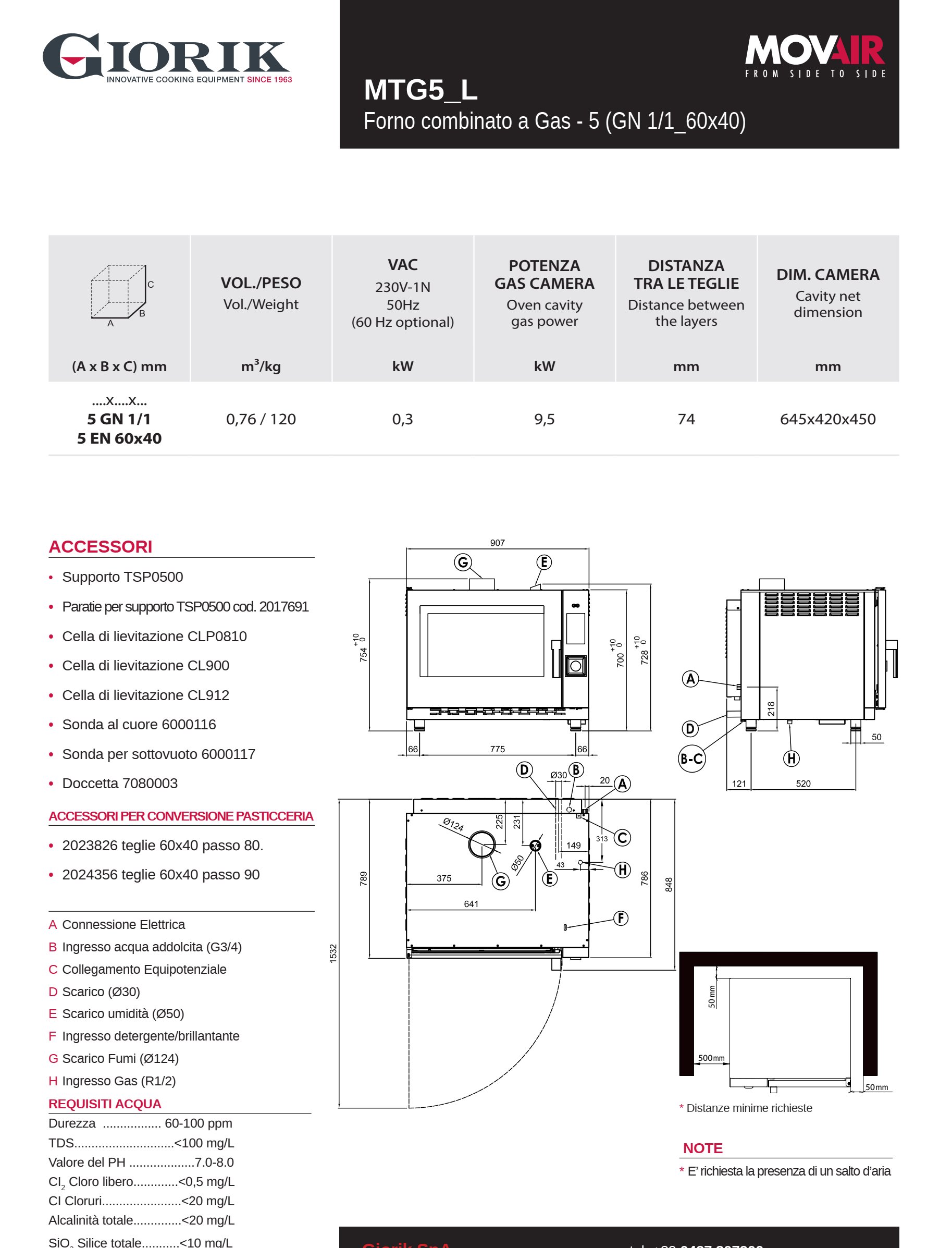 Forno convezione gas MovAir TN MTG5 5 GN 1/1 - Attrezzature per locali  pubblici