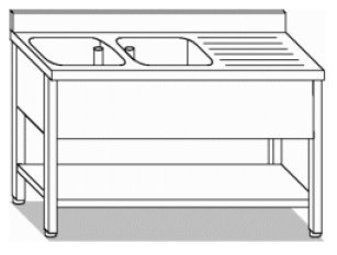 Lavello inox due vasche gocc/ripiano cm.140 - 200. - Attrezzature per  locali pubblici